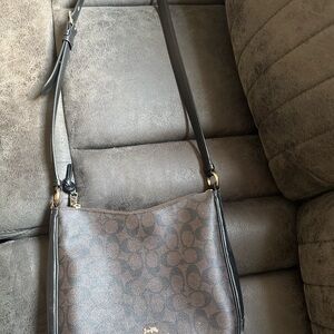 Coach Signature Brown and Black Crossbody Bag